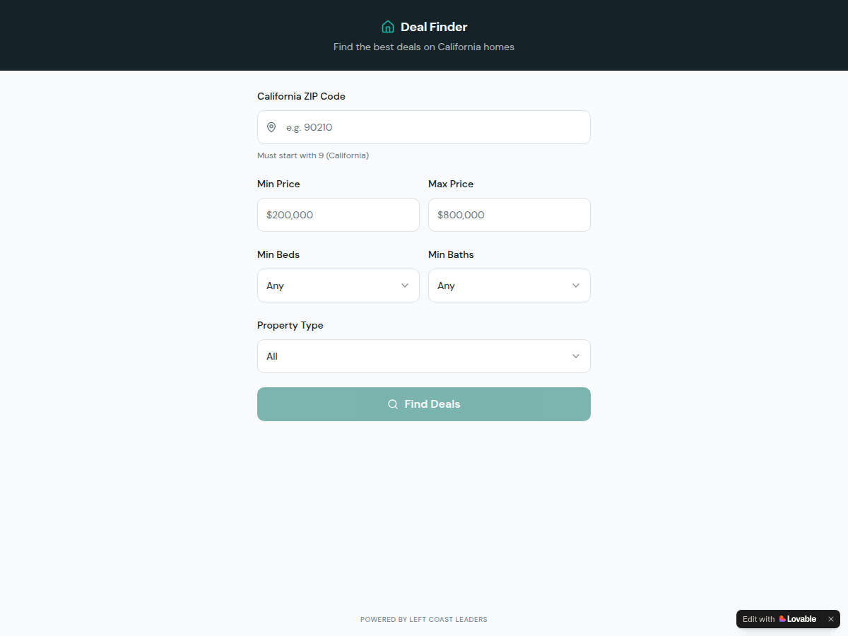 California Deal Finder screenshot